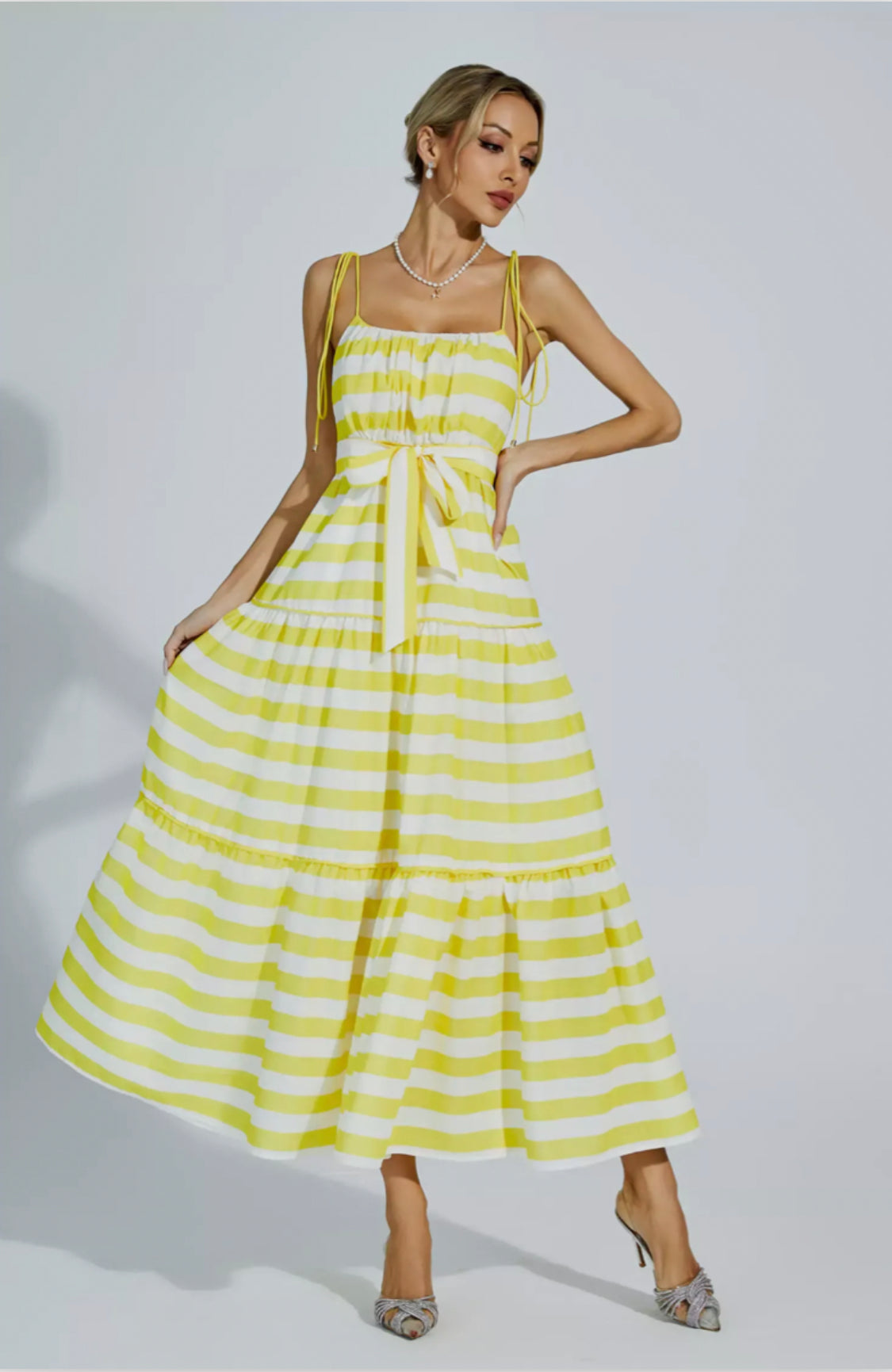 Anika strip Maxi dress