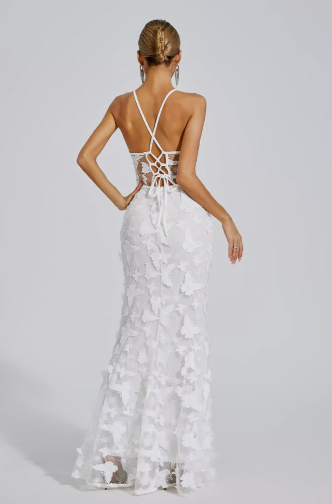 Indigo lace butterfly maxi dress