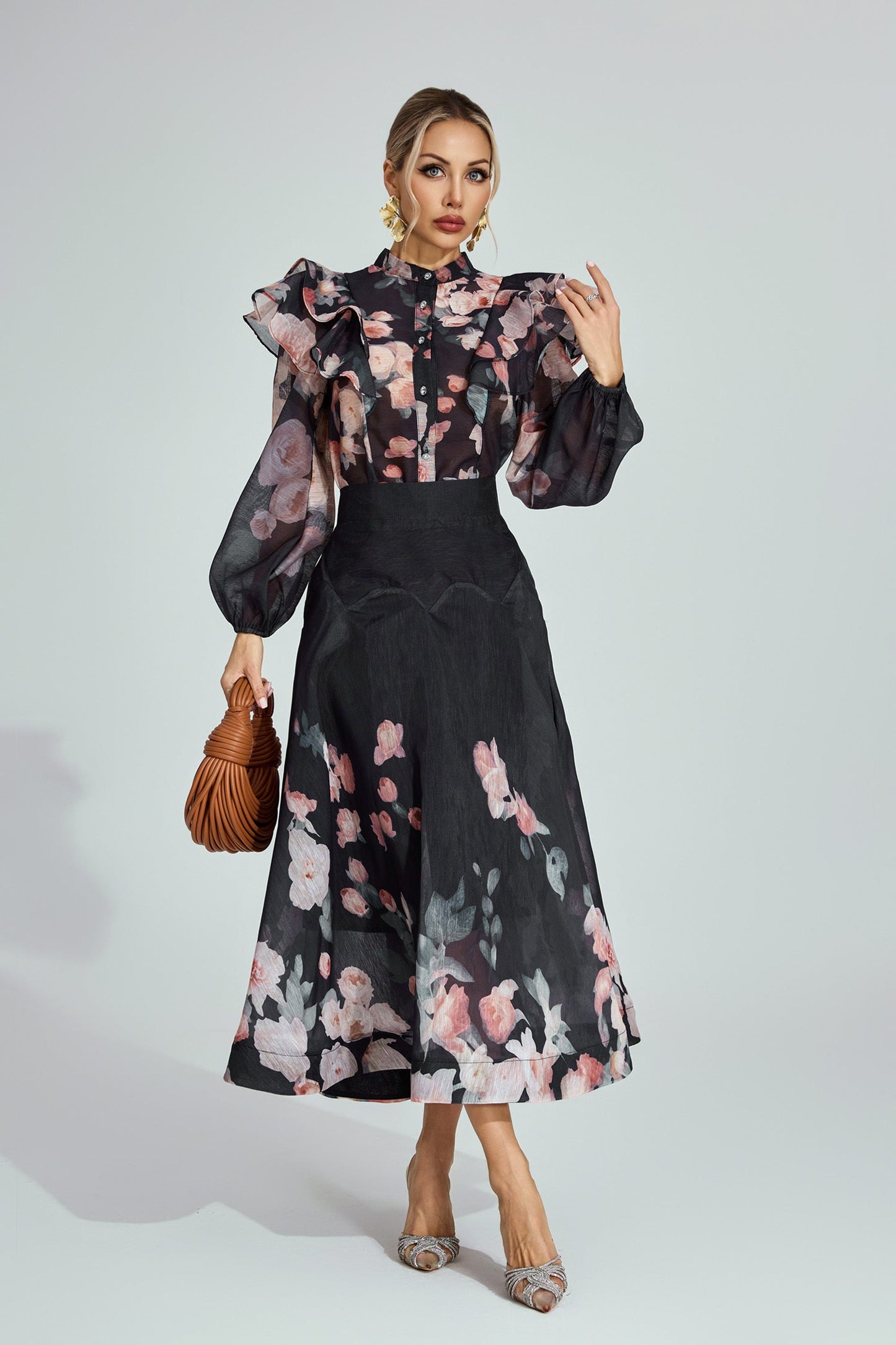 Vivienne Garden Ruffle Midi Set Size M