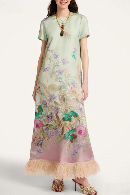 Kelina Black Multi Floral Feather Maxi Dress - 5 Colors