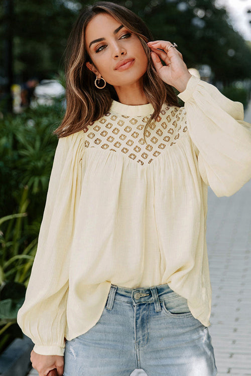 Romantic History Lace Balloon Long Sleeve Top - 6 Colors Beige