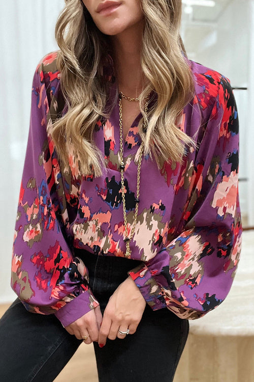 Never Been Better Floral Print Statement Sleeve Top - 4 Colors Purple
