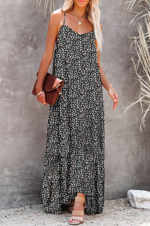 On Your Way Floral Print Sleeveless Maxi Dress- 3 Colors Black Shivering
