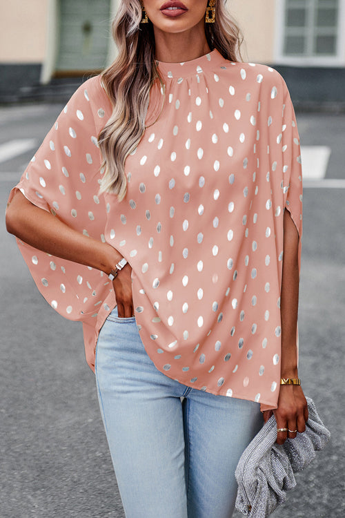 Making Promises Dotted Short Sleeve Cape Top - 5 Colors Pink