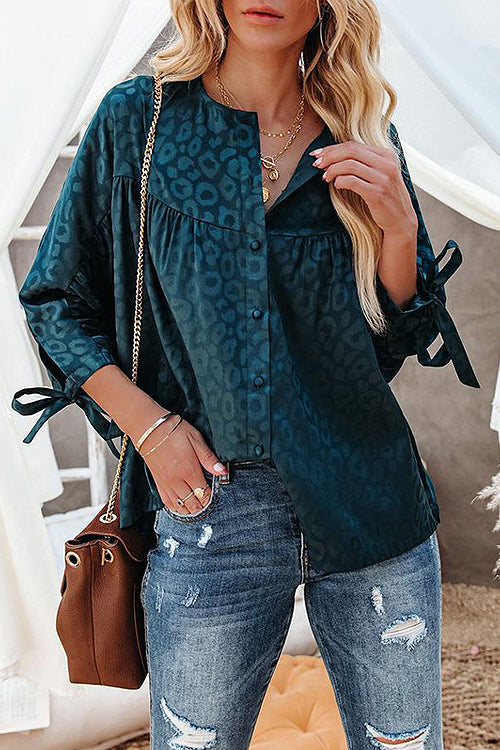 Lovely New Day Print Babydoll Button Up Top - 4 Colors Dark Green