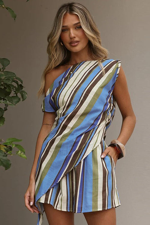 Seasonally Lovely Printed One Shoulder Set - 4 Colors