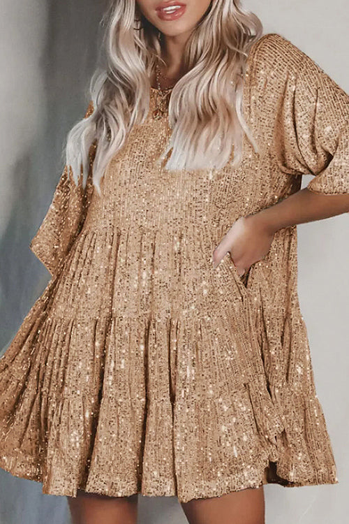 Beautiful Evenings Sequins Mini Dress - 10 Colors Gold