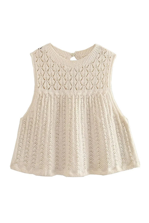 Love Story Knit Crochet Suit - 3 Colors Beige Top