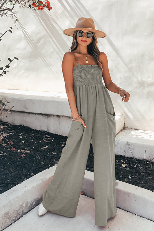 Feel Your Love Spaghetti Pocket Jumpsuit - 5 Colors Grey