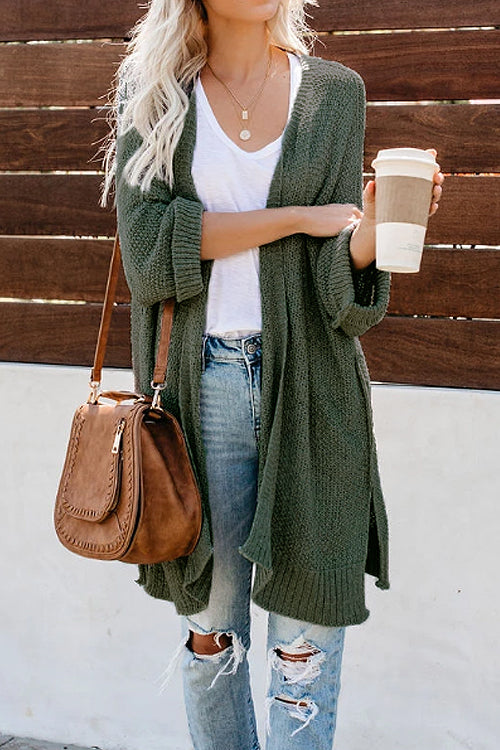 Afternoon Daydream Long Sleeve Knit Cardigan Olive Green