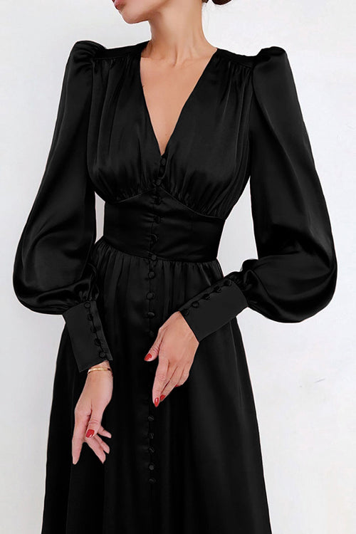 Adorably Flirty Stain Midi Dress - 6 Colors Black