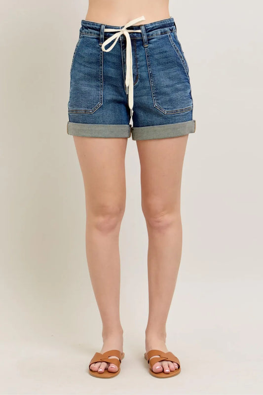 Plus Size High Rise Denim Shorts