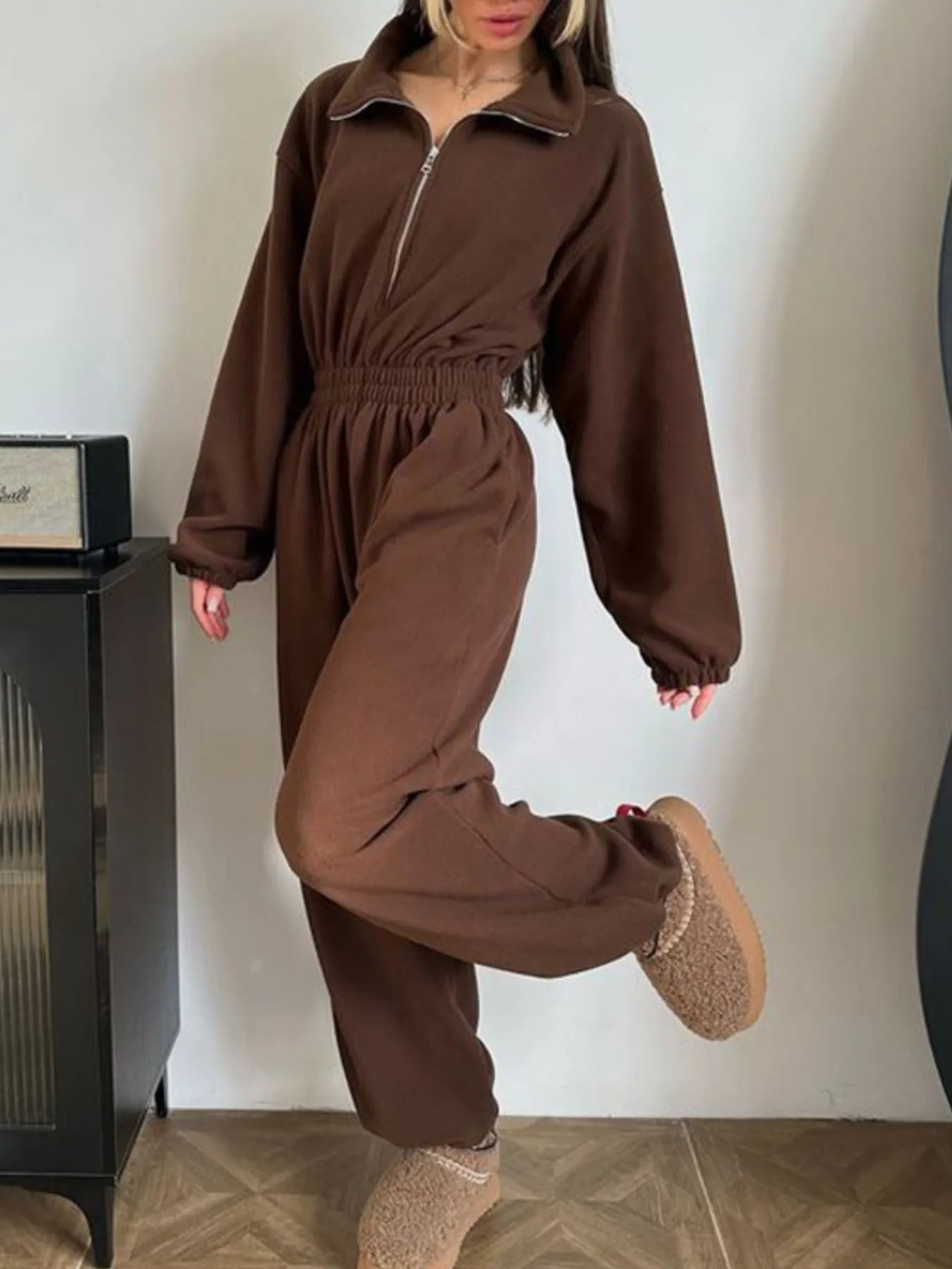 Women's Jumpsuit Zip Front Long Sleeve
