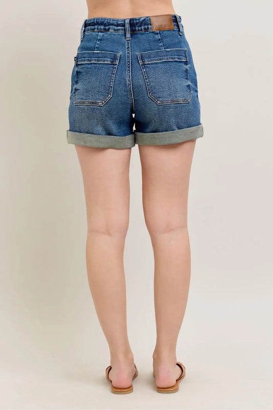 Plus Size High Rise Denim Shorts