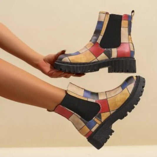 Round Toe Chunky Heel Ankle Boots