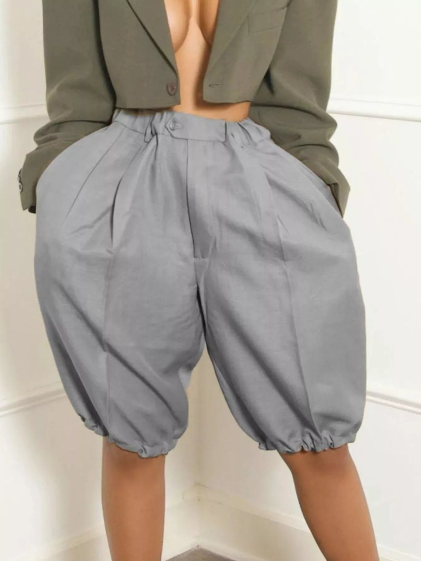 Women's Pleated Shorts - High Waisted