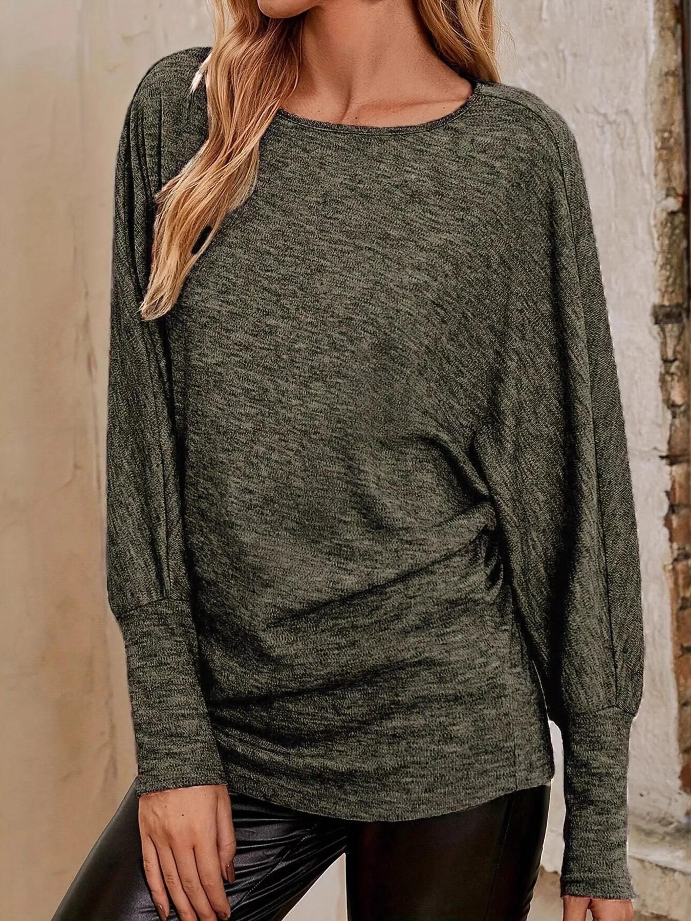 Round Neck Long Sleeve Relaxed Fit T-Shirt