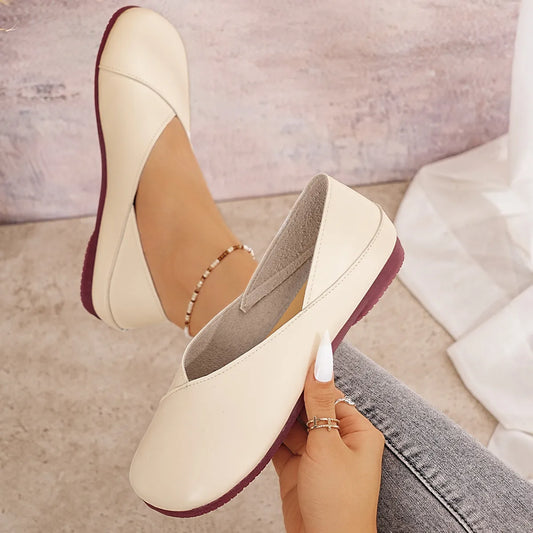 Women’s Round Toe Flats Slip-On Shoes – Comfortable Casual Ballet Loafers