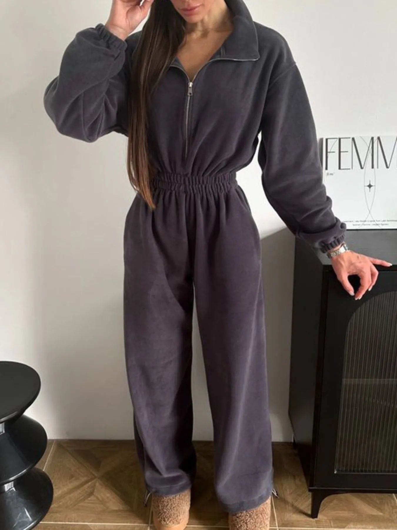 Women's Jumpsuit Zip Front Long Sleeve
