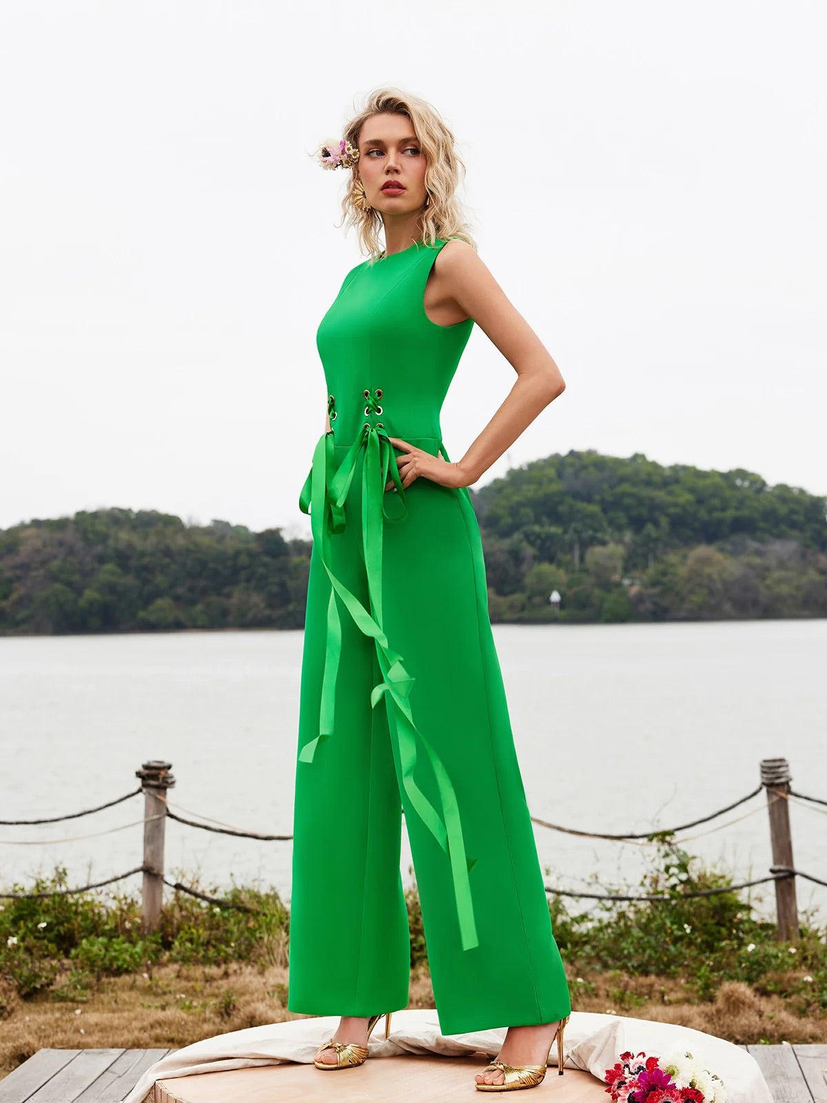 Edna green jumpsuit
