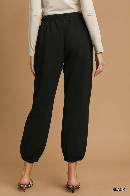 Black Fleece Jogger Pants – Drawstring Comfort