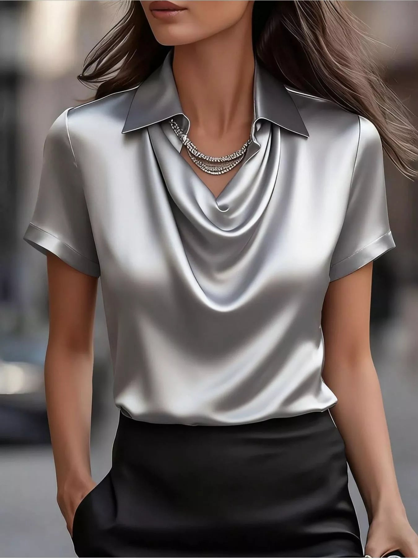 Plus Size Elegant Clothing - Shimmery Blouse Size Inclusive (S to 5XL)
