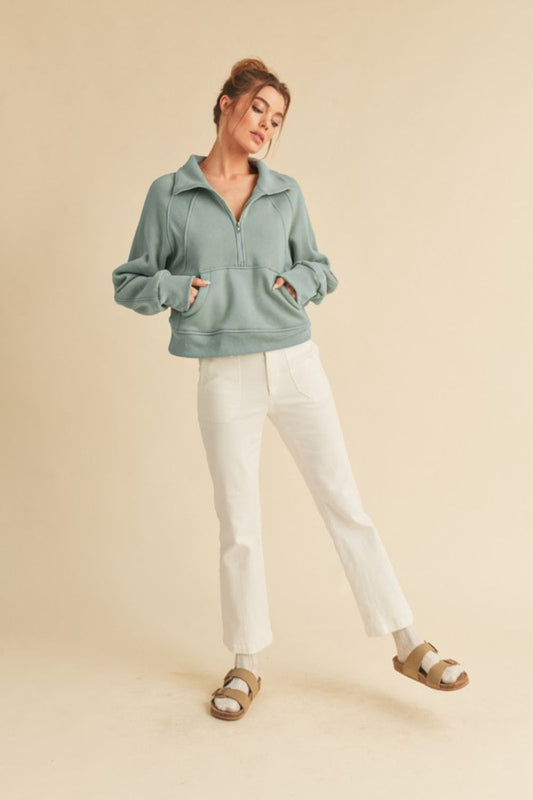 Kangaroo Pocket Raglan Sweatshirt – Light Blue