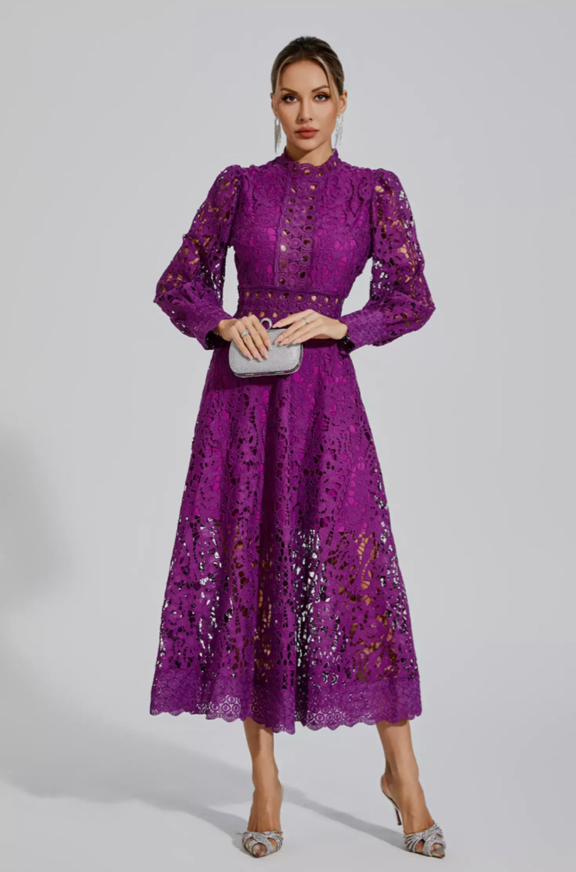 Kenzie Purple lace maxi dress