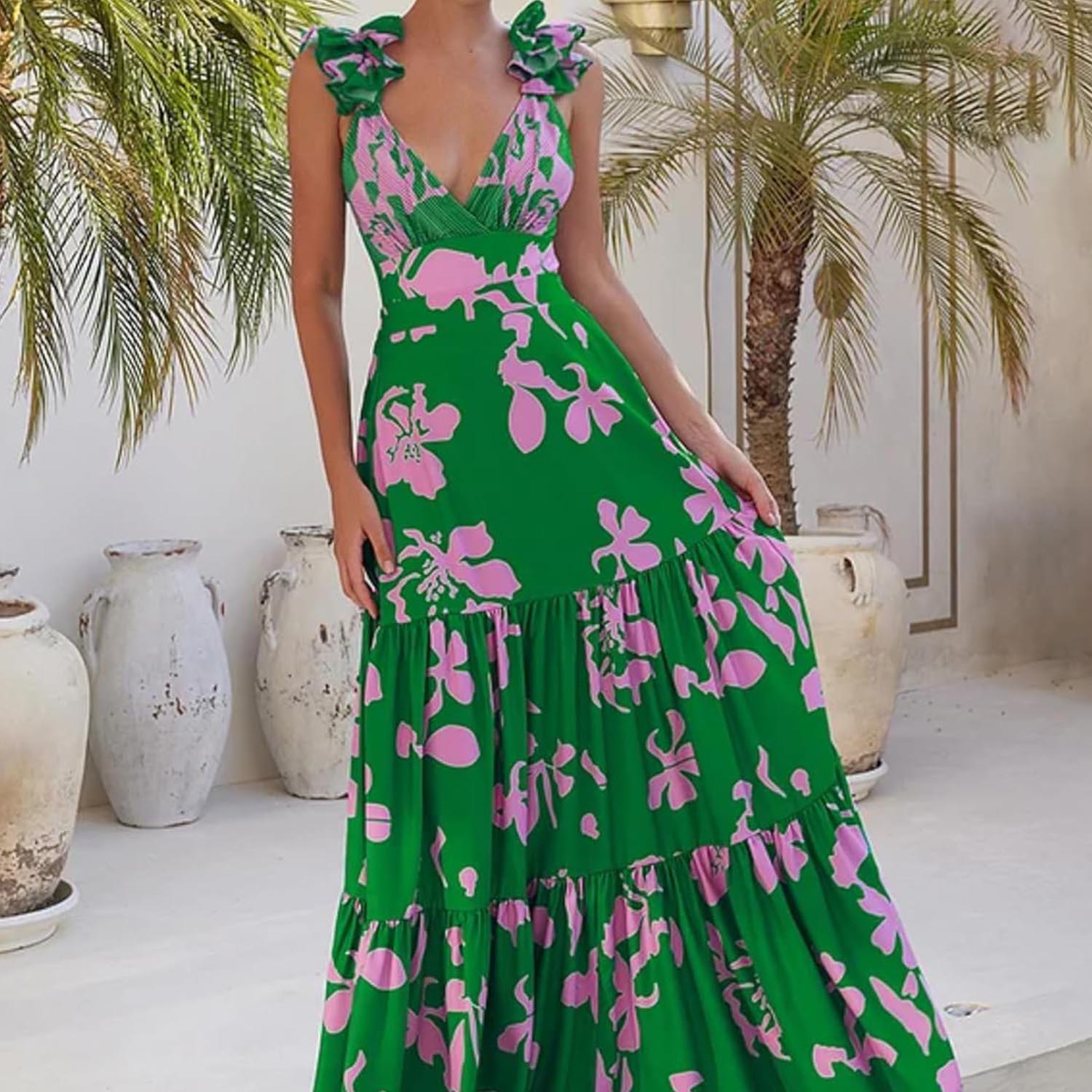 Women Adjustable Shoulder Strip Plant Prints One Piece Swimsuit and Skirt/Sarong(BUY 2 FREE SHIPPING)