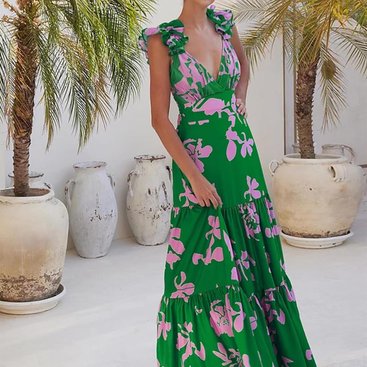 Women Adjustable Shoulder Strip Plant Prints One Piece Swimsuit and Skirt/Sarong(BUY 2 FREE SHIPPING)