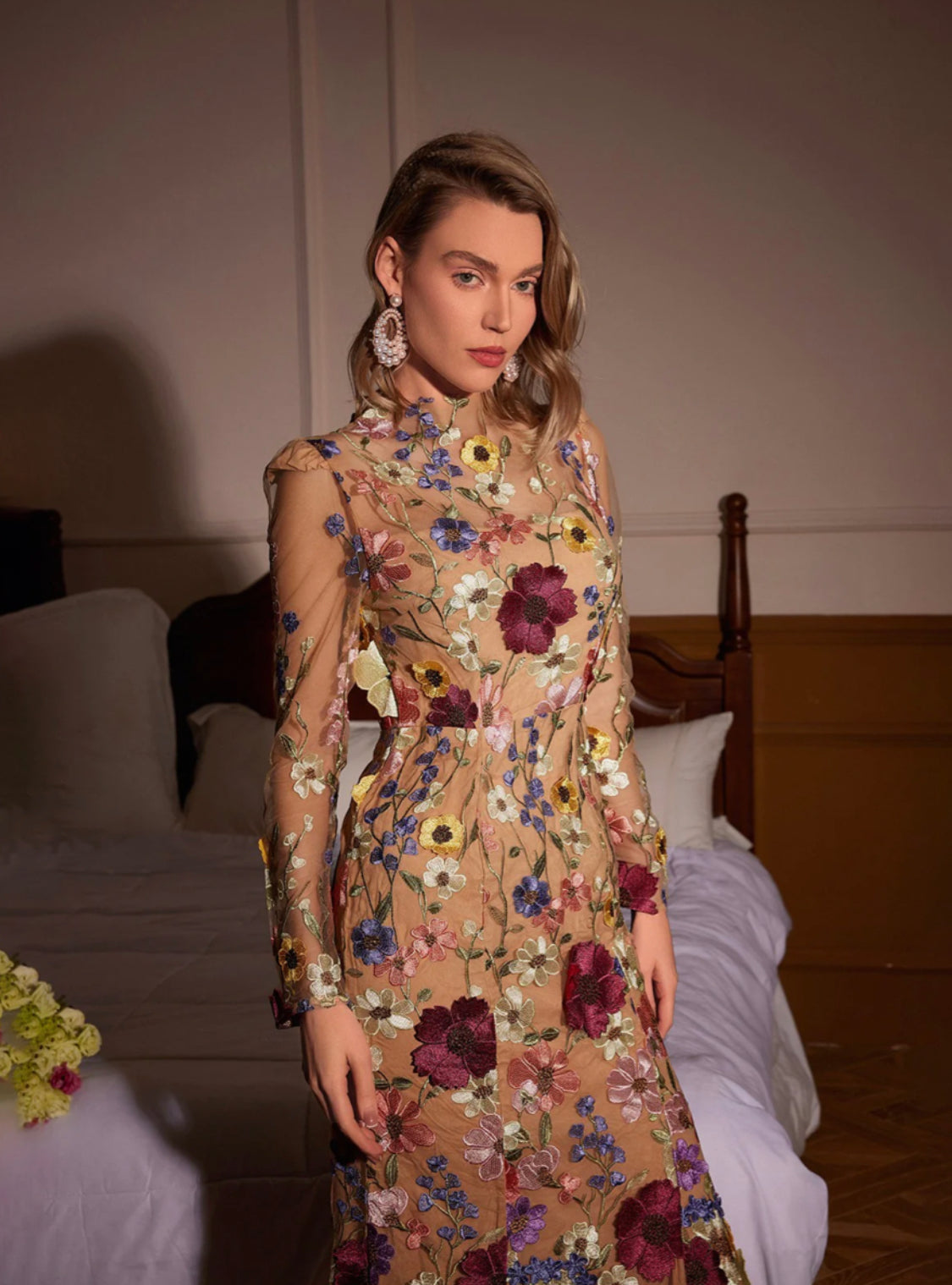 Gaëlle flower midi dress