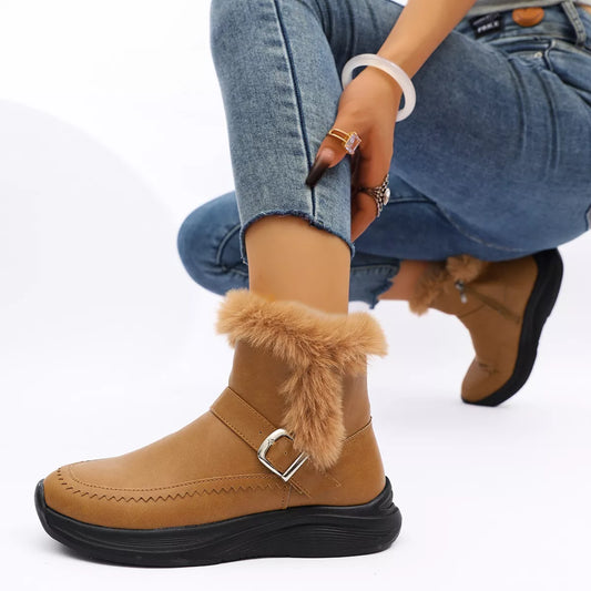 Ankle Boots with Fur Lining - Faux Fur