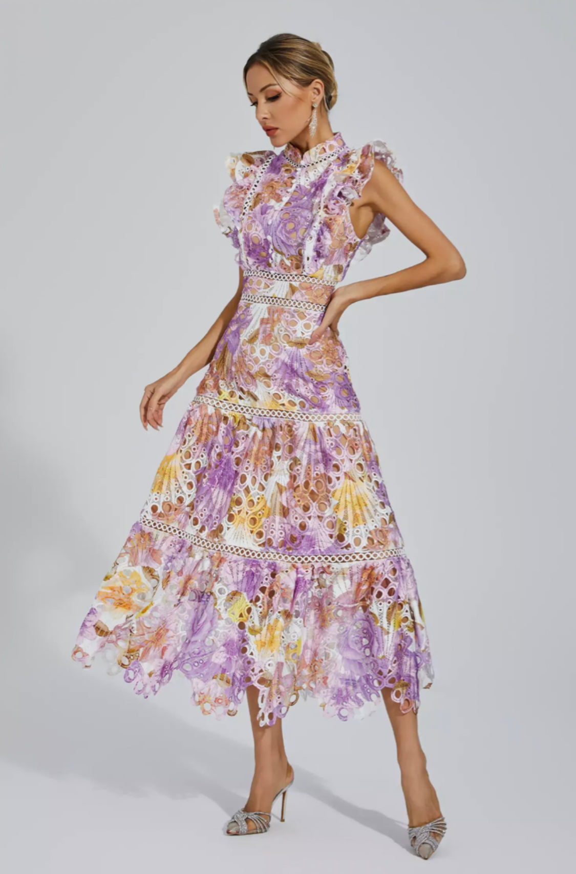 Ayleen floral purple midi dress