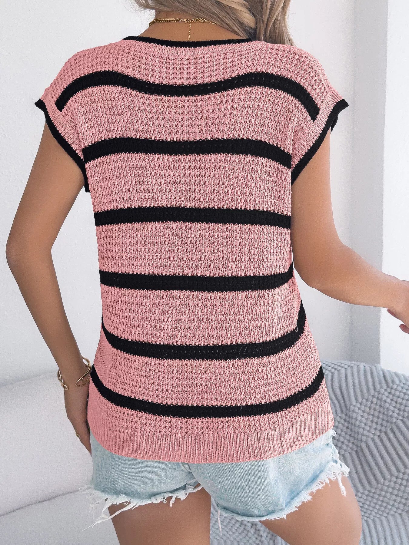 Striped Round Neck Knit Sweater