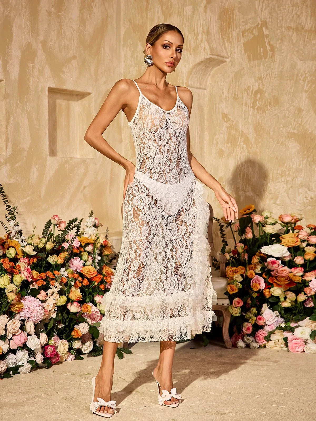 Camille Sheer Lace Slip Dress