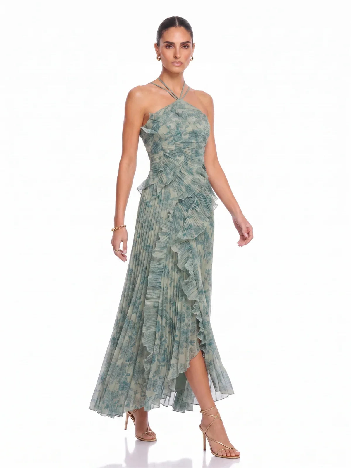 Aurelia Botanical Ruffle Maxi Dress