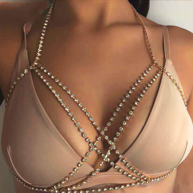 Sexy Necklace Criss Cross Rhinestone Necklace Criss Cross
