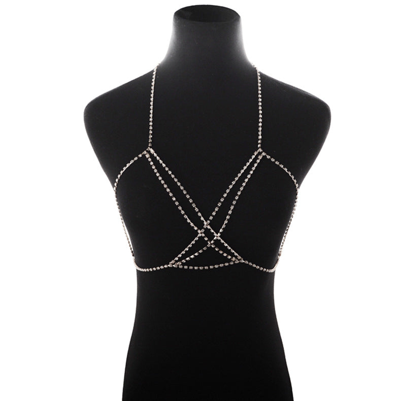 Sexy Necklace Criss Cross Rhinestone Necklace Criss Cross