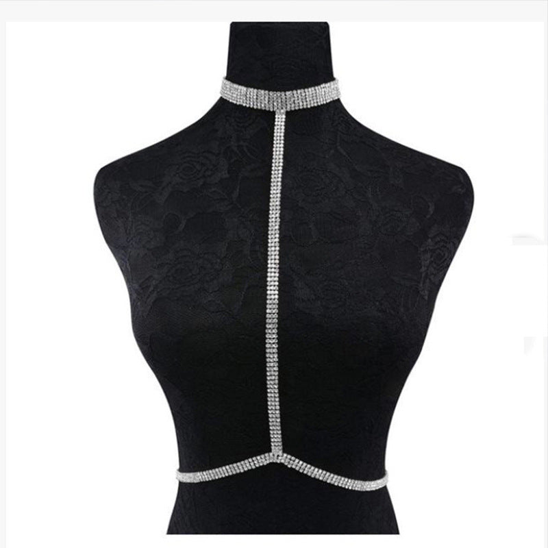 Rhinestone Choker like Sexy Necklace Jewelry One Size Dense Claw Silver