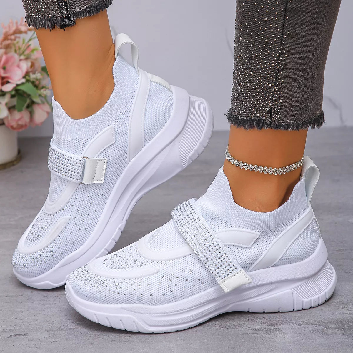 Mesh Sneakers with Round Toe
