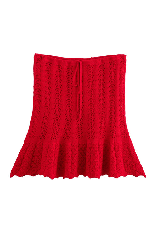 Love Story Knit Crochet Suit - 3 Colors Red Skirt