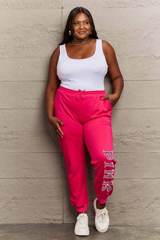 Simply Love Sweatpants – Pink Graphic, Full Size Fit