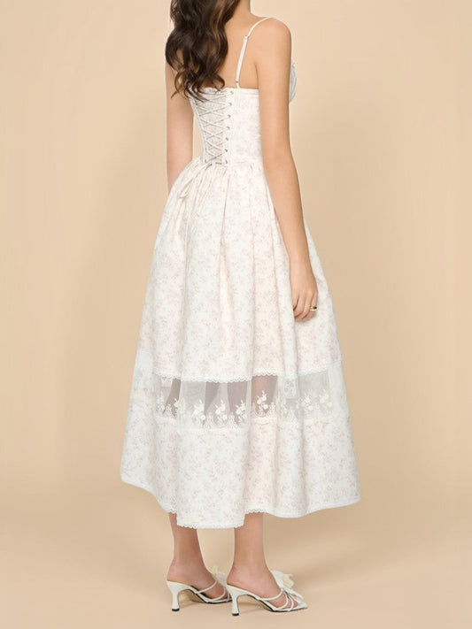 Lace suspender floral dress