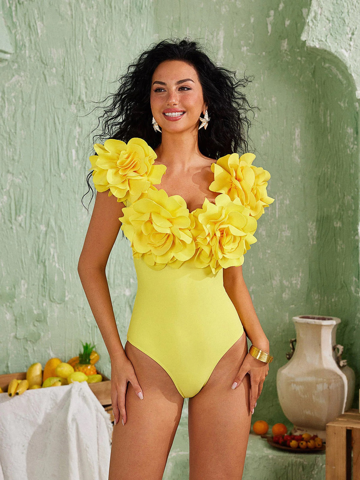Yellow Flower two piece swimwear