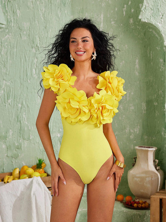 Yellow Flower two piece swimwear