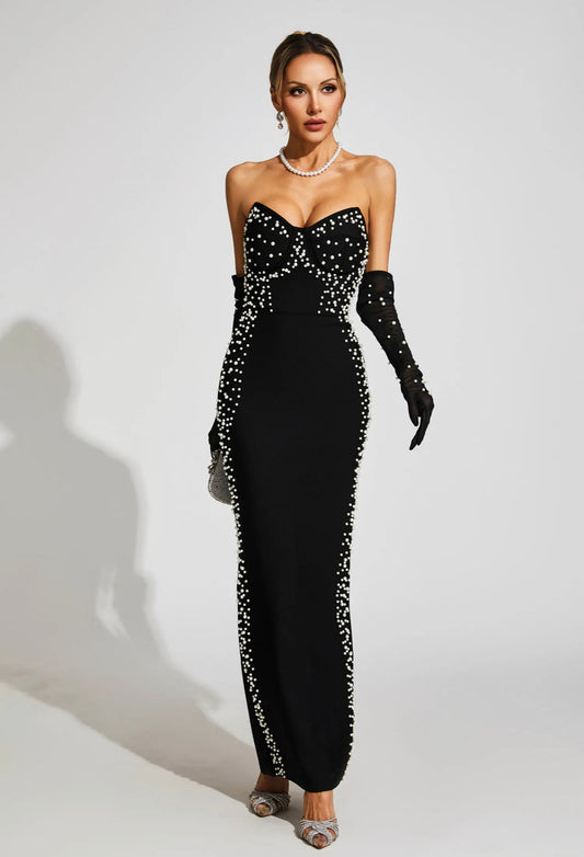Pearl adorned maxi dress