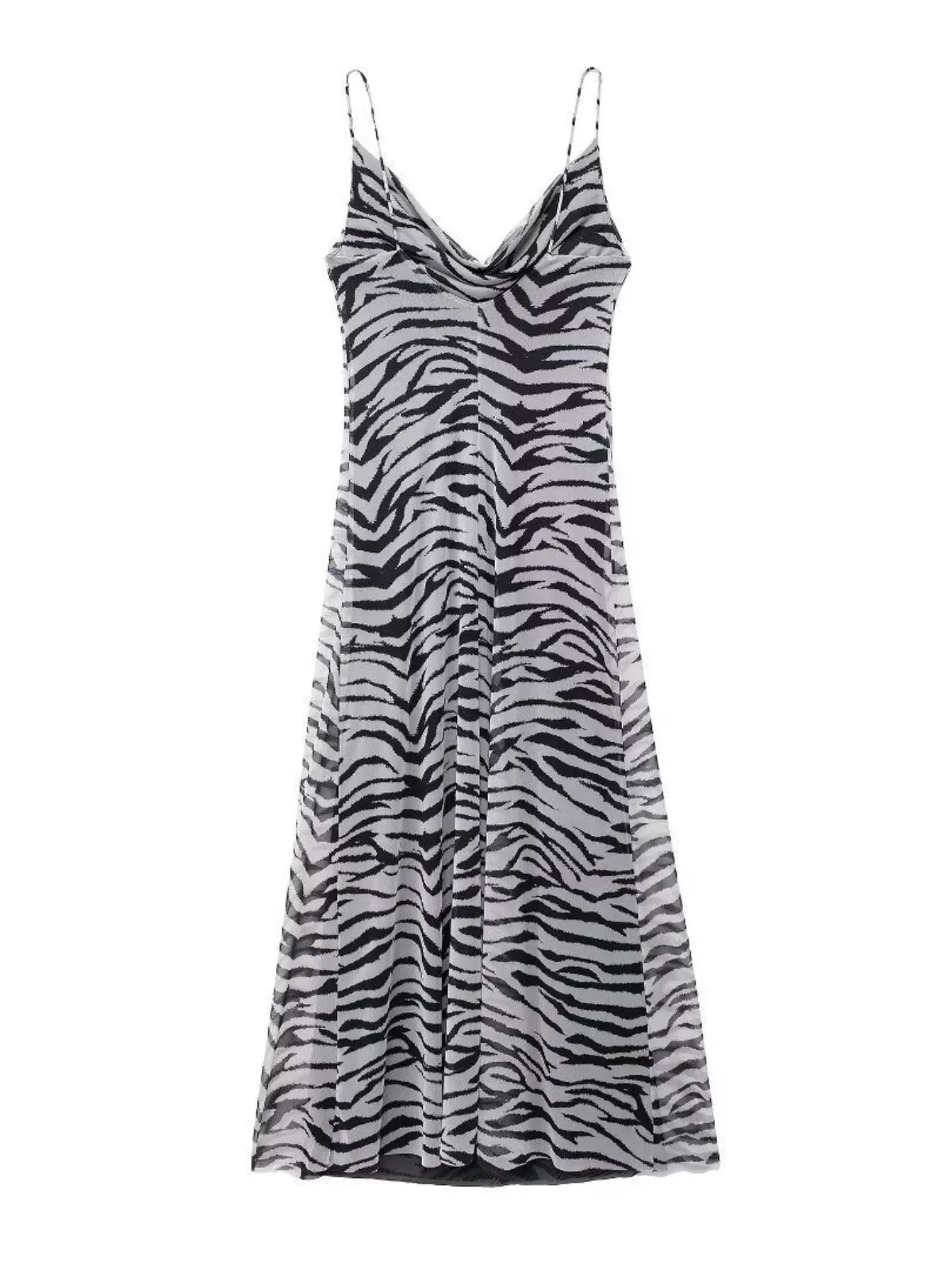 Zebra Mesh Slip Dress