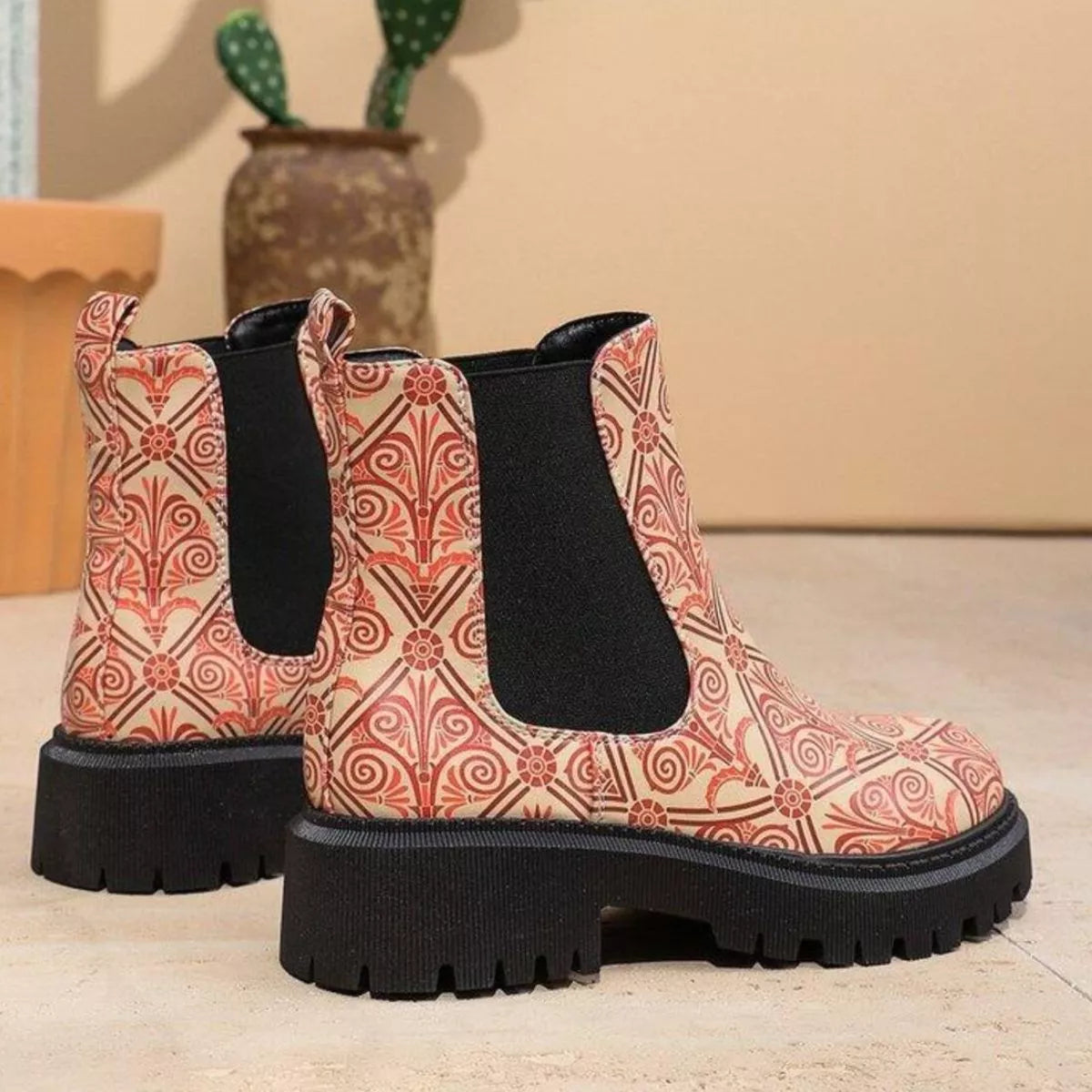 Round Toe Chunky Heel Ankle Boots