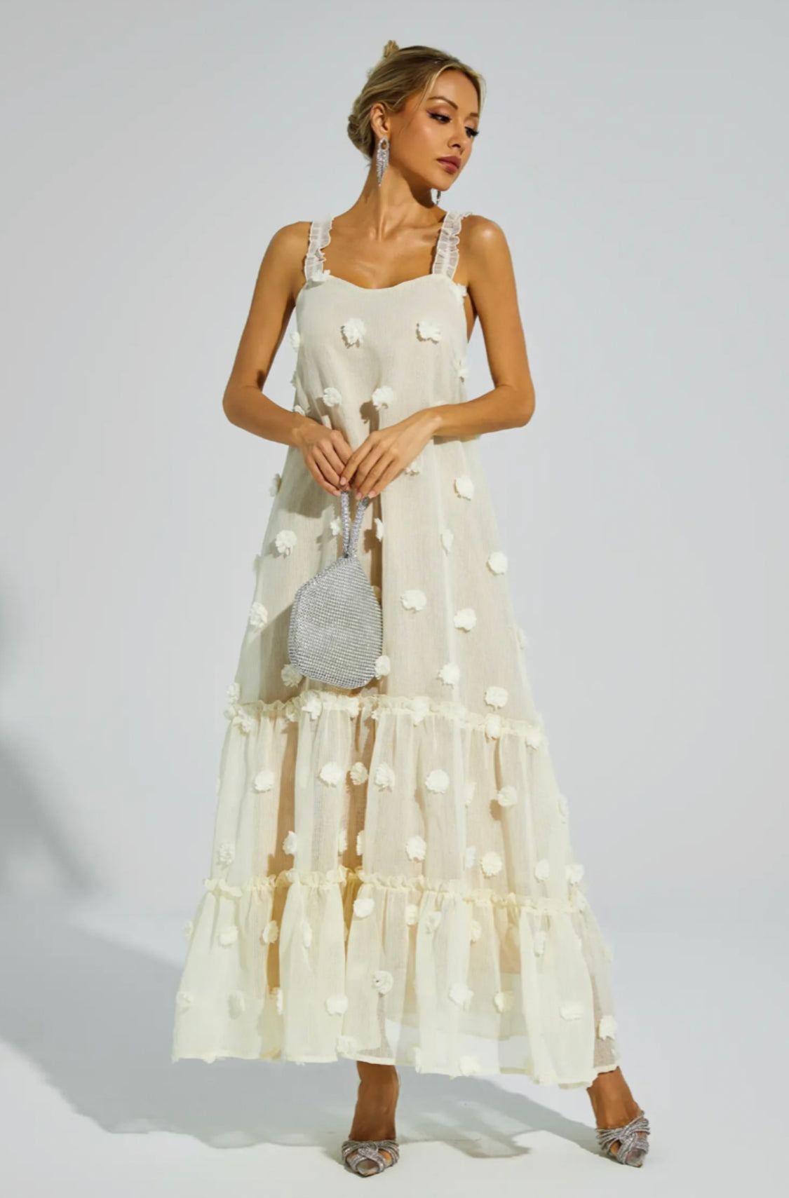 Eartha flower apricot maxi dress