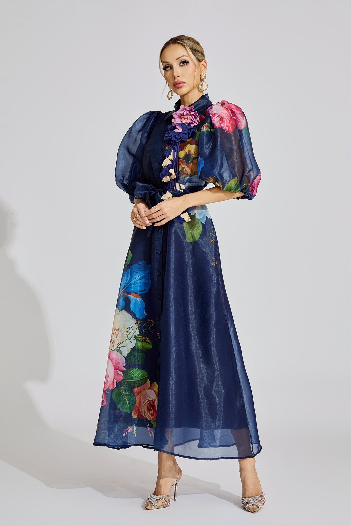 Flora Royale 3D Organza Maxi Dress